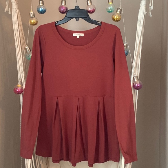 Andree Tops - 2/$15 Andree’ by unit- Women’s Medium Rust Babydoll Shirt